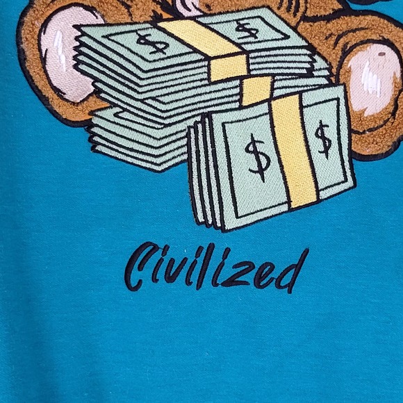 Civilized Sugar Daddy Bear Money Stacks Men's Small Crew Neck Sweater - Picture 3 of 11